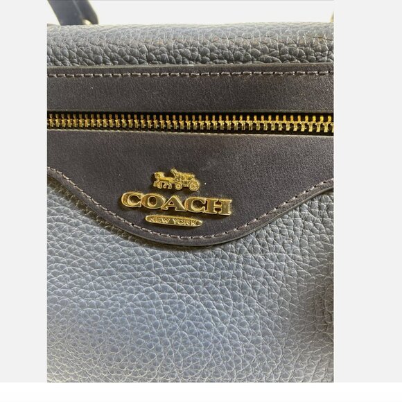 COACH C5689 KLEO CARRYALL BLUE LEATHER TOTE BAG - Picture 5 of 8